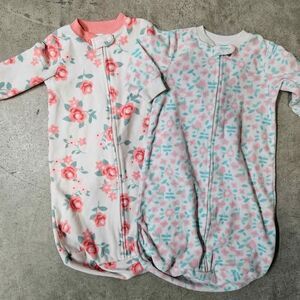 Baby Girl Pink Floral Fleece Sleep Gown Sack Size 0-9 Months